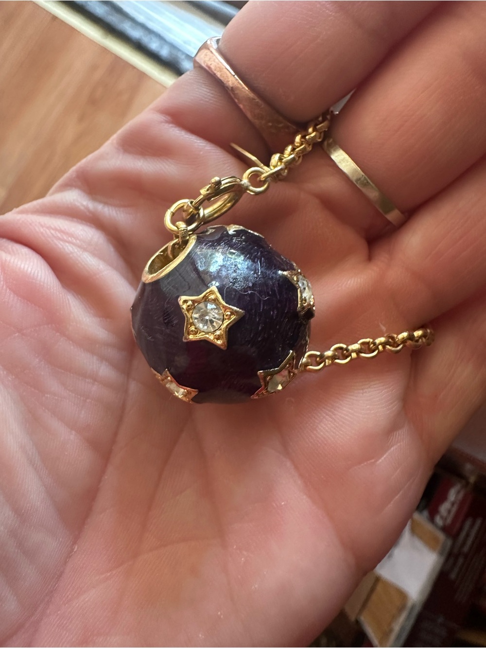 Celestial Sky Gold Chain Necklace with Purple Star-Accent Pendant